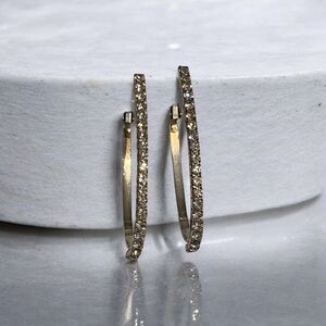 3/$18 Vintage Silver-Tone Oval Hoop Earrings with Clear Rhinestones